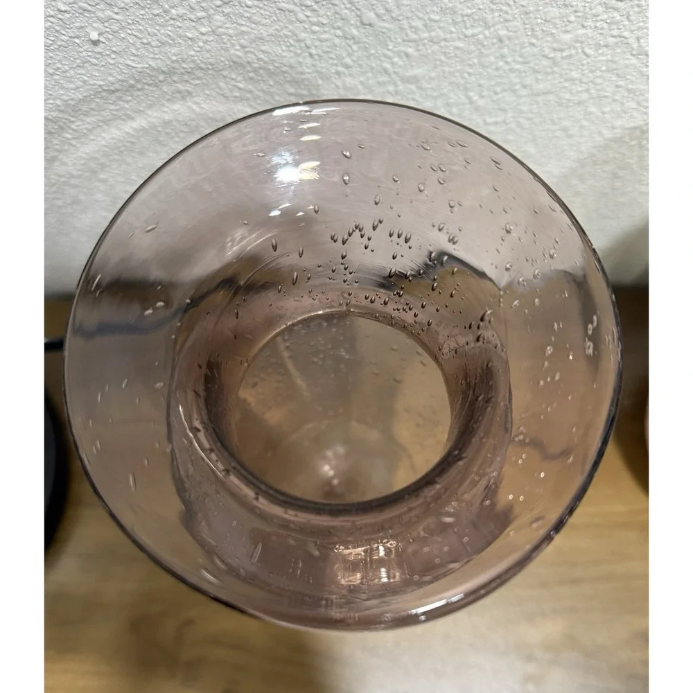 Vintage Hand Blown Pink Controlled Bubble Glass Vase 8
